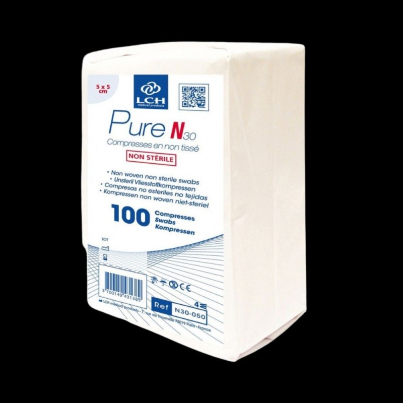 LCH - Compresse Pure N30 en non tissÃ© non stÃ©rile - Paquet de 100