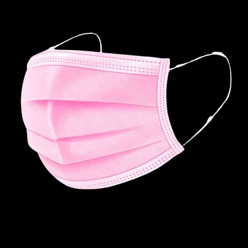 Masque chirurgical 3 plis Ã  Ã©lastiques Rose - Type IIR - BoÃ®te de 50 masques