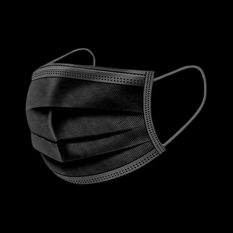 Masque chirurgical Noir 3 plis Type II R - BoÃ®te de 50