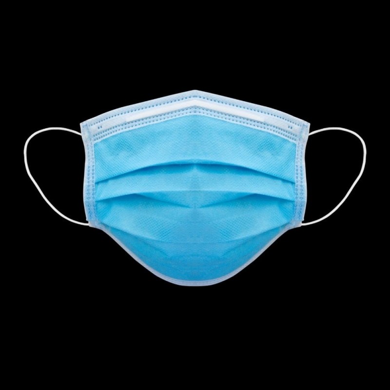 Masque chirurgical Type IIR - 3 plis Ã  Ã©lastiques Bleu - BoÃ®te de 50
